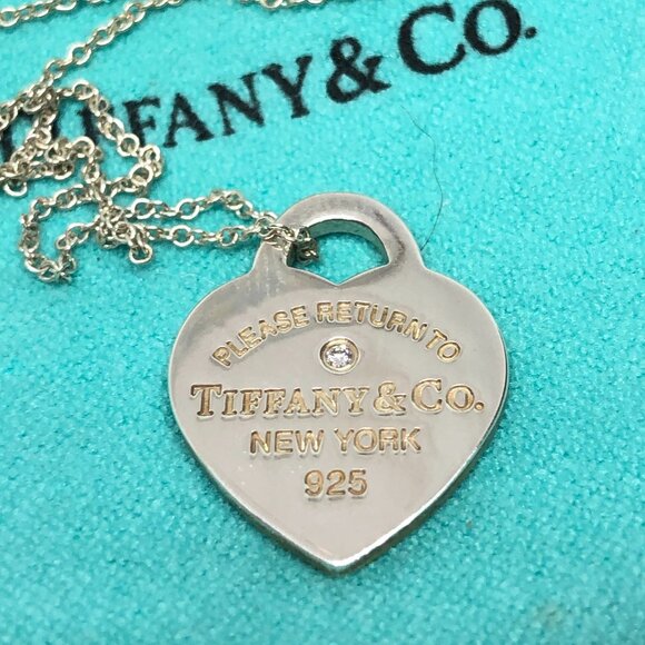 Tiffany & Co. Jewelry - Tiffany & Co. Return To Small Heart Diamond Necklace Silver